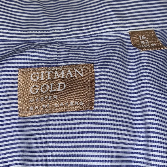 Gitman Gold Mens Striped Button Down Shirt 16 - Picture 3 of 7